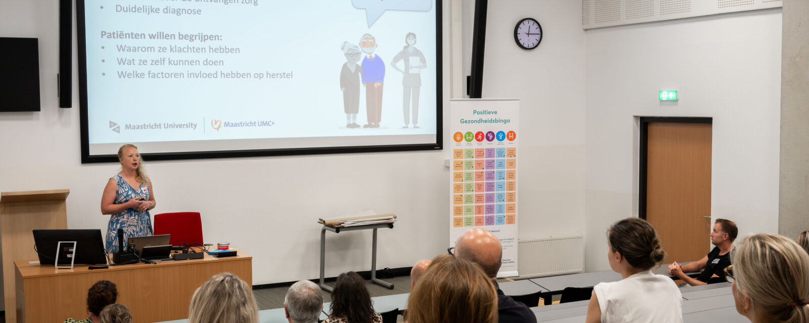 Presentatie door onderzoeker en fysiotherapeut Melissa Voorn tijdens symposium 10 jaar Academische Werkplaats Revalidatie